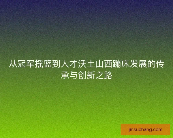 从冠军摇篮到人才沃土山西蹦床发展的传承与创新之路